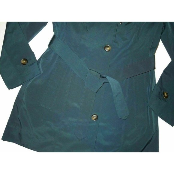 new women's London Fog Dark Teal dress rain Coat - Picture 2 of 6